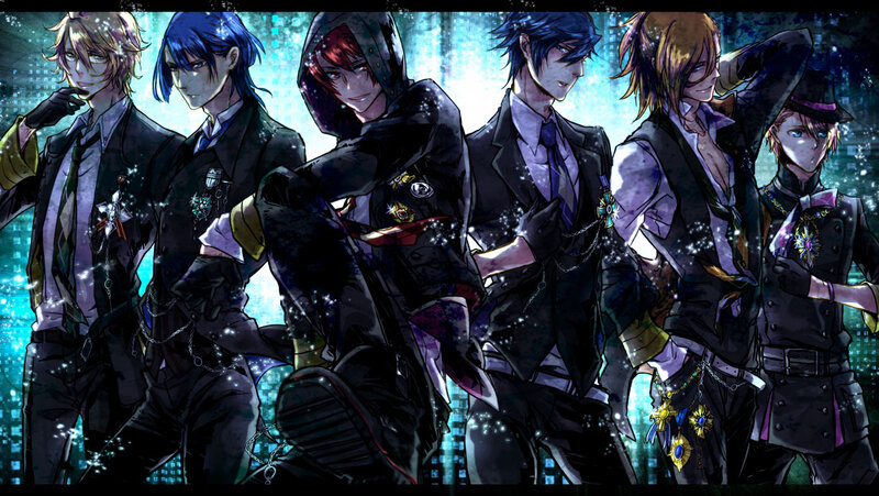 Six Male Anime Characters — Black, Dramatic, Night