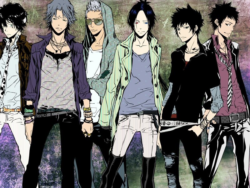 Six Male Anime Characters — Purple, Serious