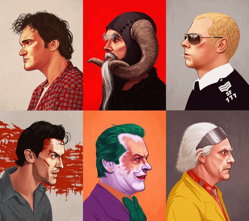 Six Male Characters in Profile