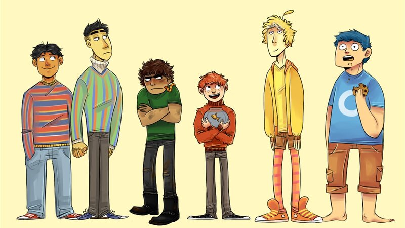 Six Male Characters — Yellow