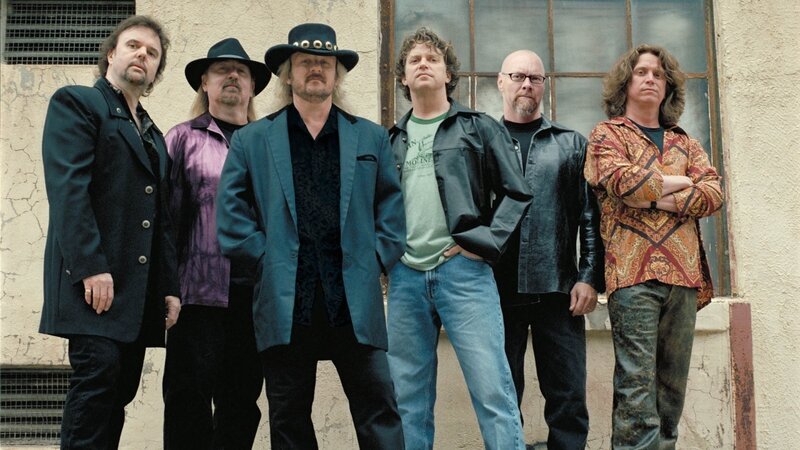 Six Men Standing Together — Blue