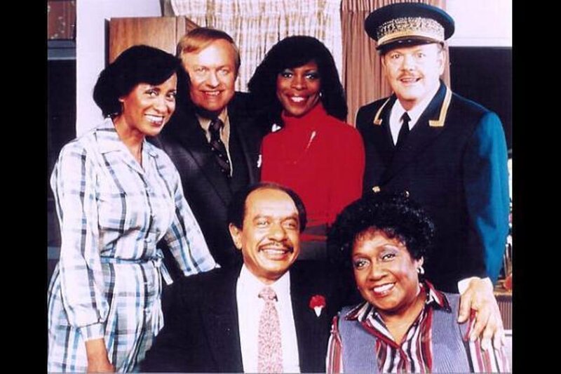 Six People Posing Together — Black