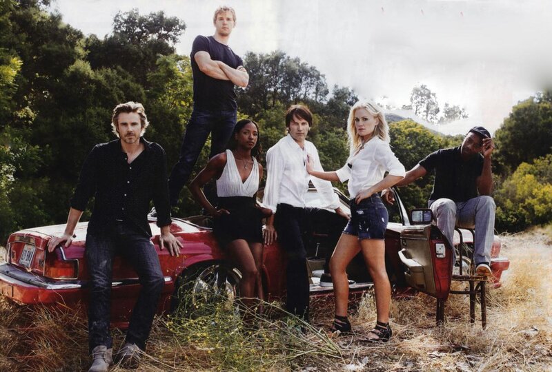 Six People with Red Car