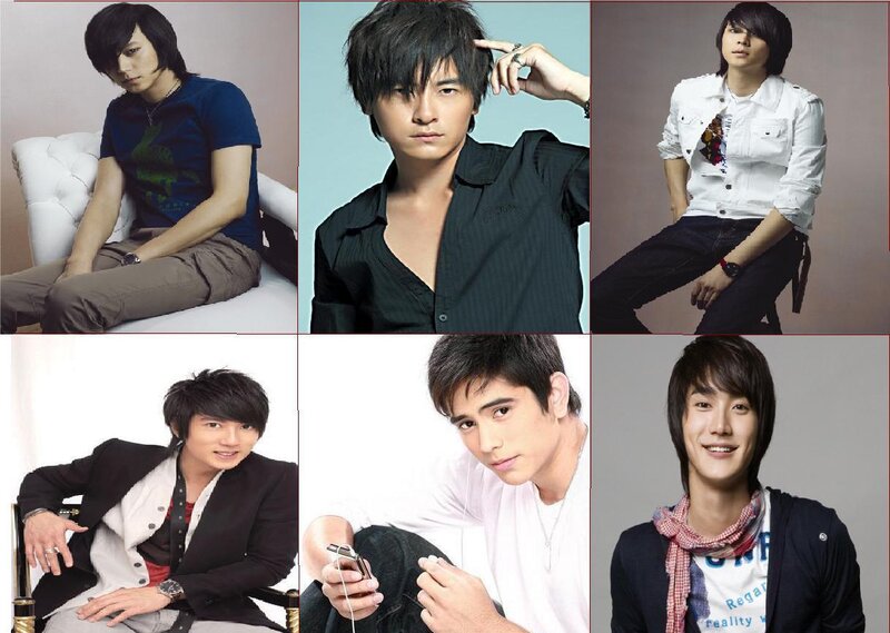 six photos of a young man