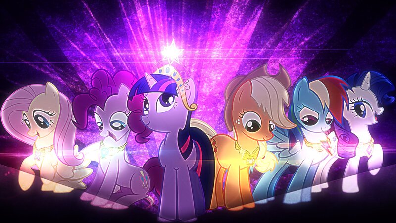 Six Ponies in a Group — Purple, Dramatic