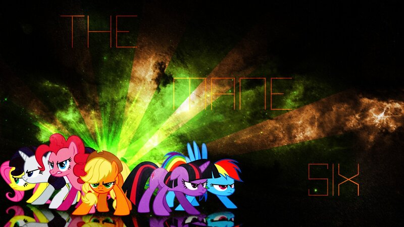 Six Ponies in a Line — Green