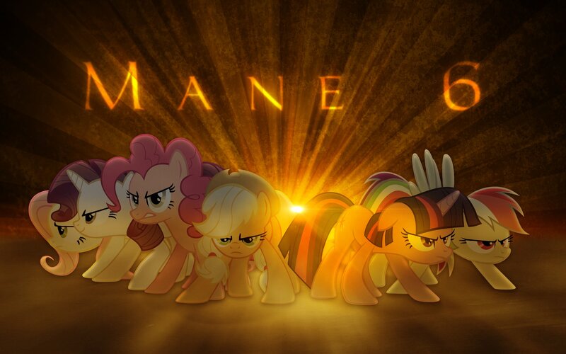 Six Ponies in a Line — Yellow