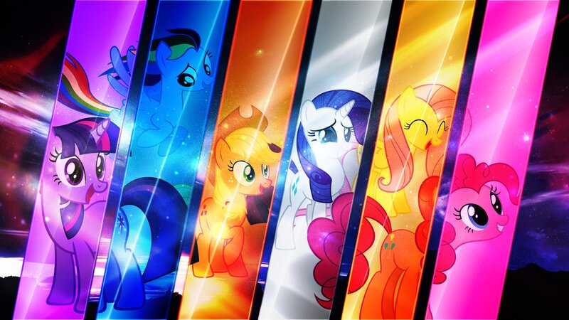 Six Ponies in Colored Panels