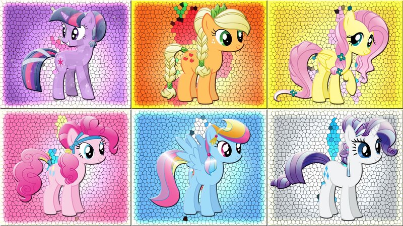 Six Ponies in Mosaic