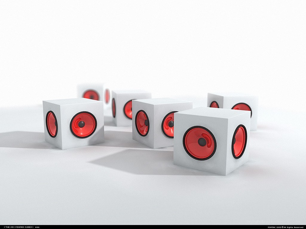 six red-speaker cubes