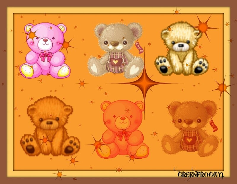 Six Teddy Bears — Orange