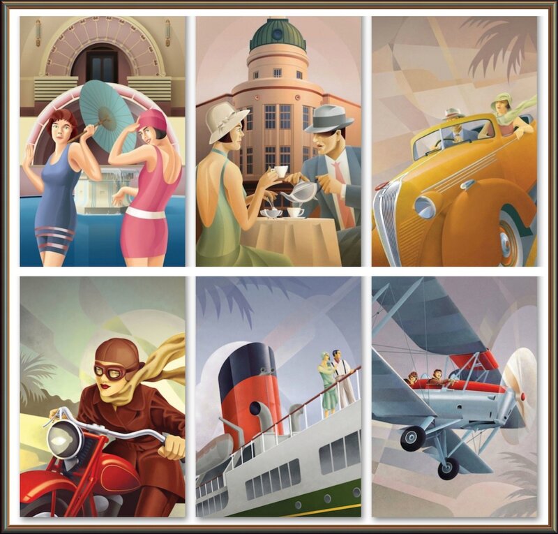 Six Vintage Travel Scenes
