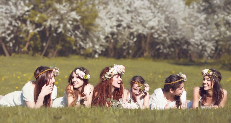 Six Women in Flower Crowns
