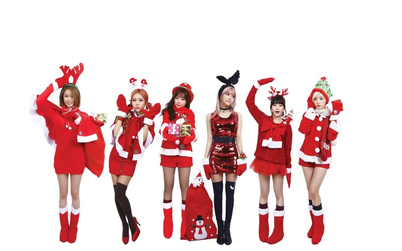 Six Women in Holiday Outfits — Red