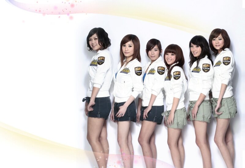 Six women in matching white jackets