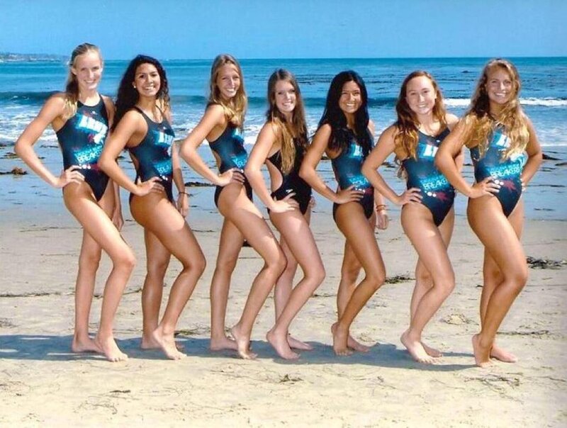 Six Women on Beach — Blue