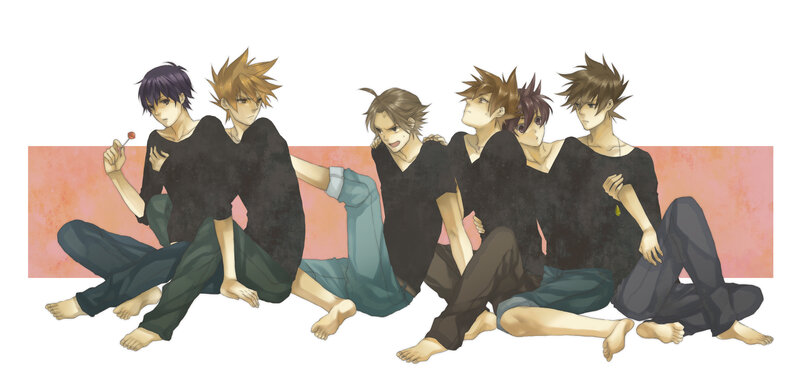 Six Young Men Sitting