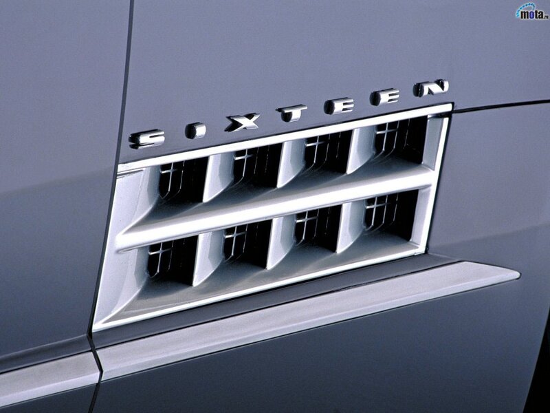 Sixteen car emblem close-up