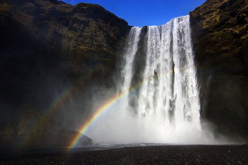Skógafoss Waterfall — Blue