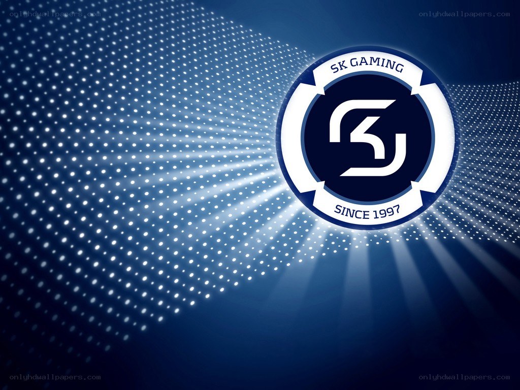 SK Gaming logo on blue background