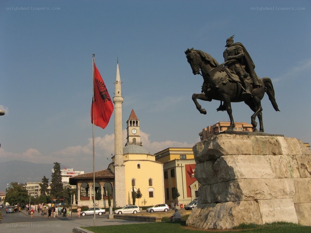 Skanderbeg statue in Tirana