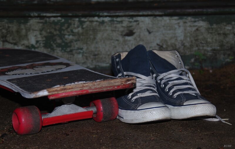 Skateboard and Sneakers — Blue