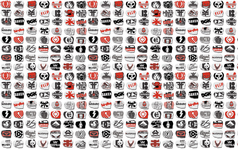 skateboard brand logos collage