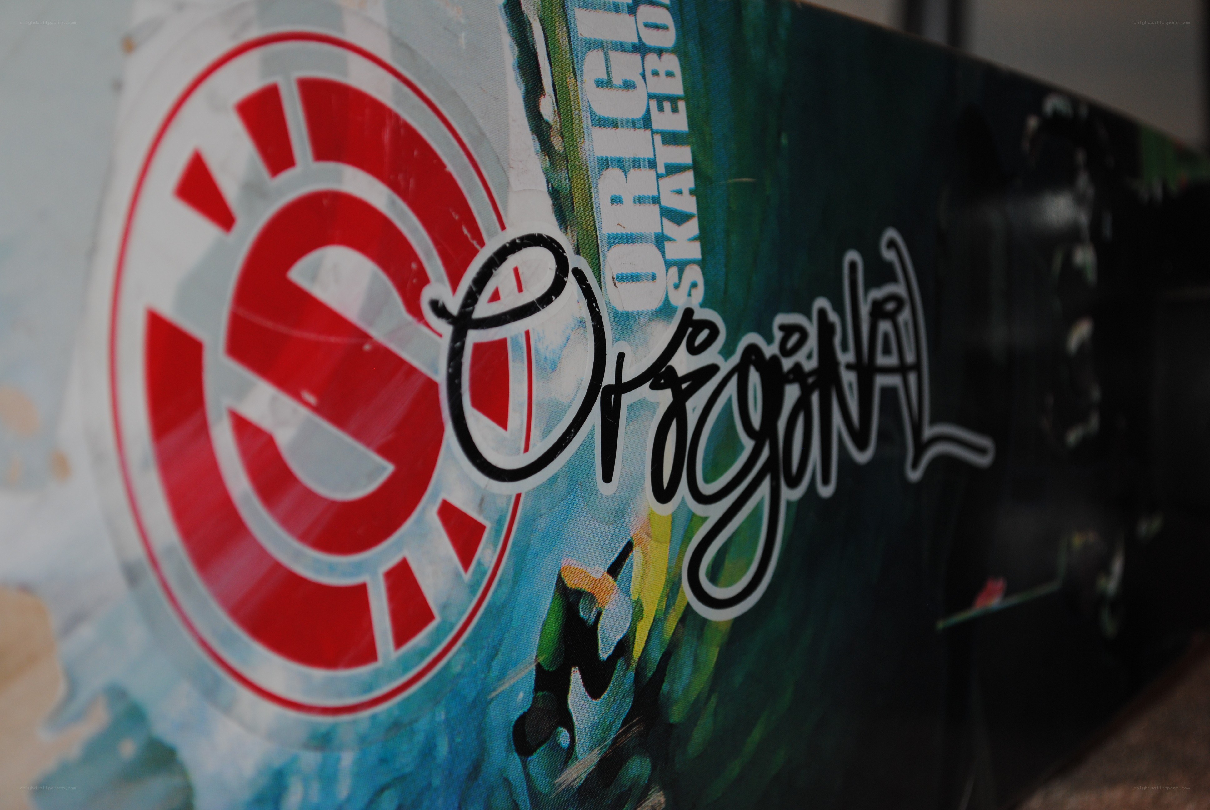 skateboard deck with branding