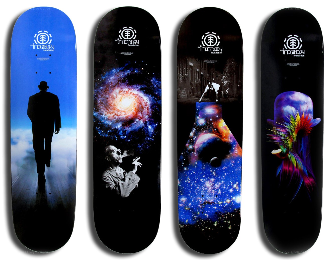 Skateboard decks with artistic designs