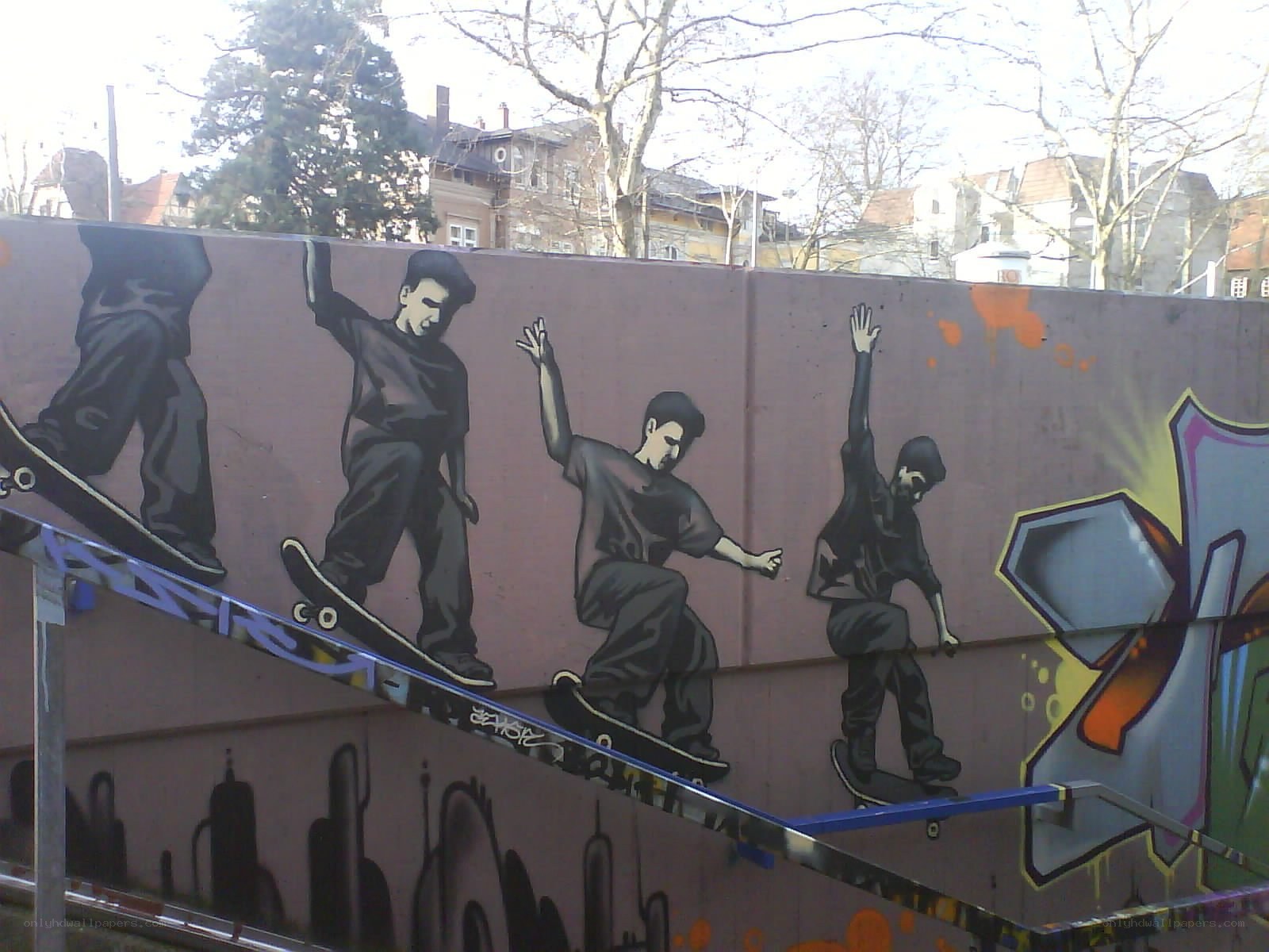 skateboard graffiti mural