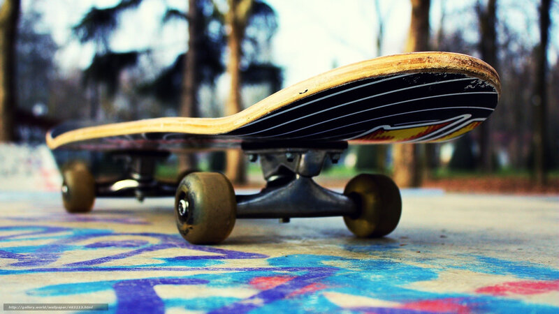 Skateboard on graffiti ground