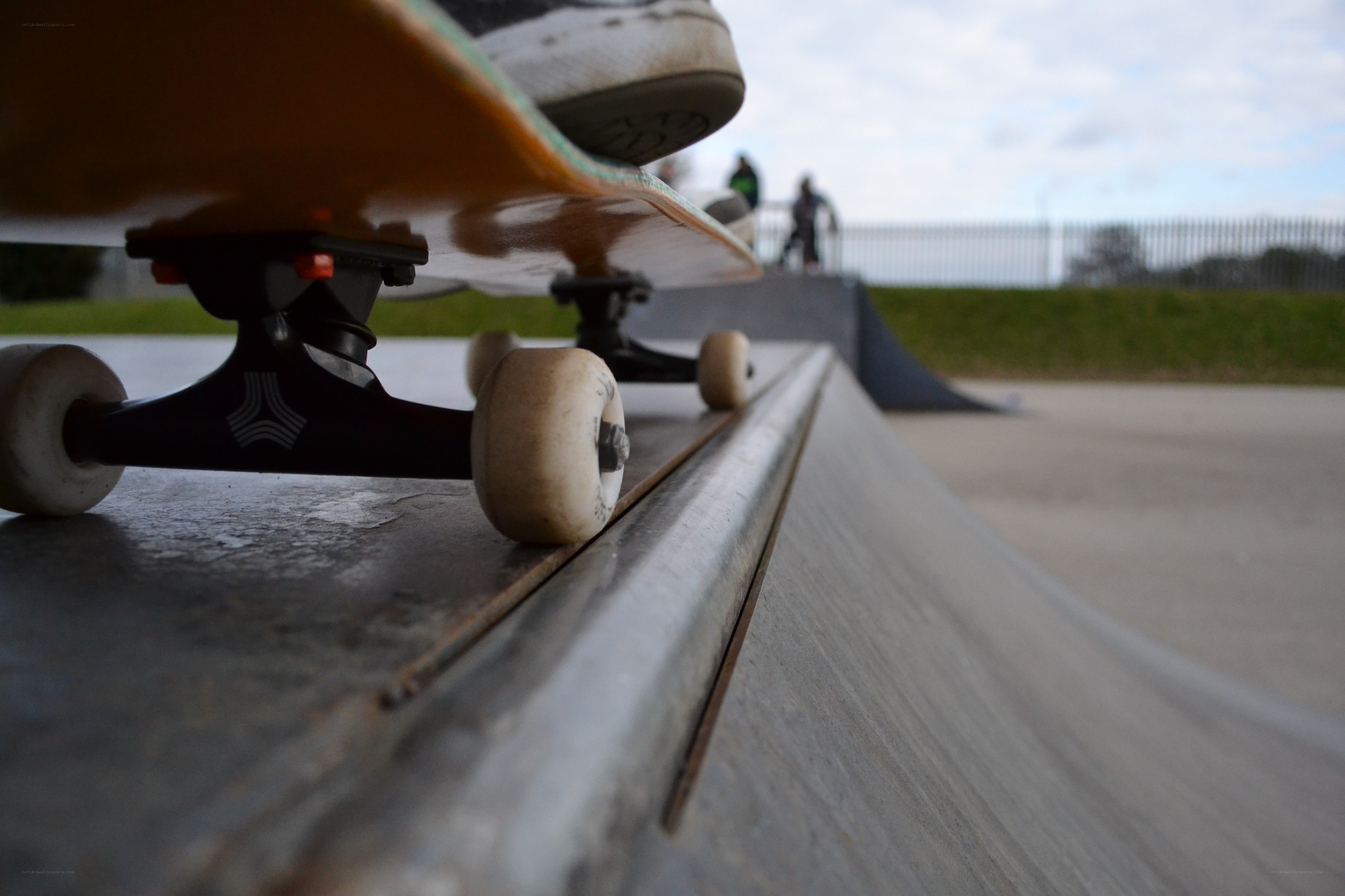 skateboard on ramp edge