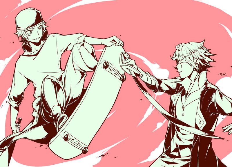 Skateboard trick with friend