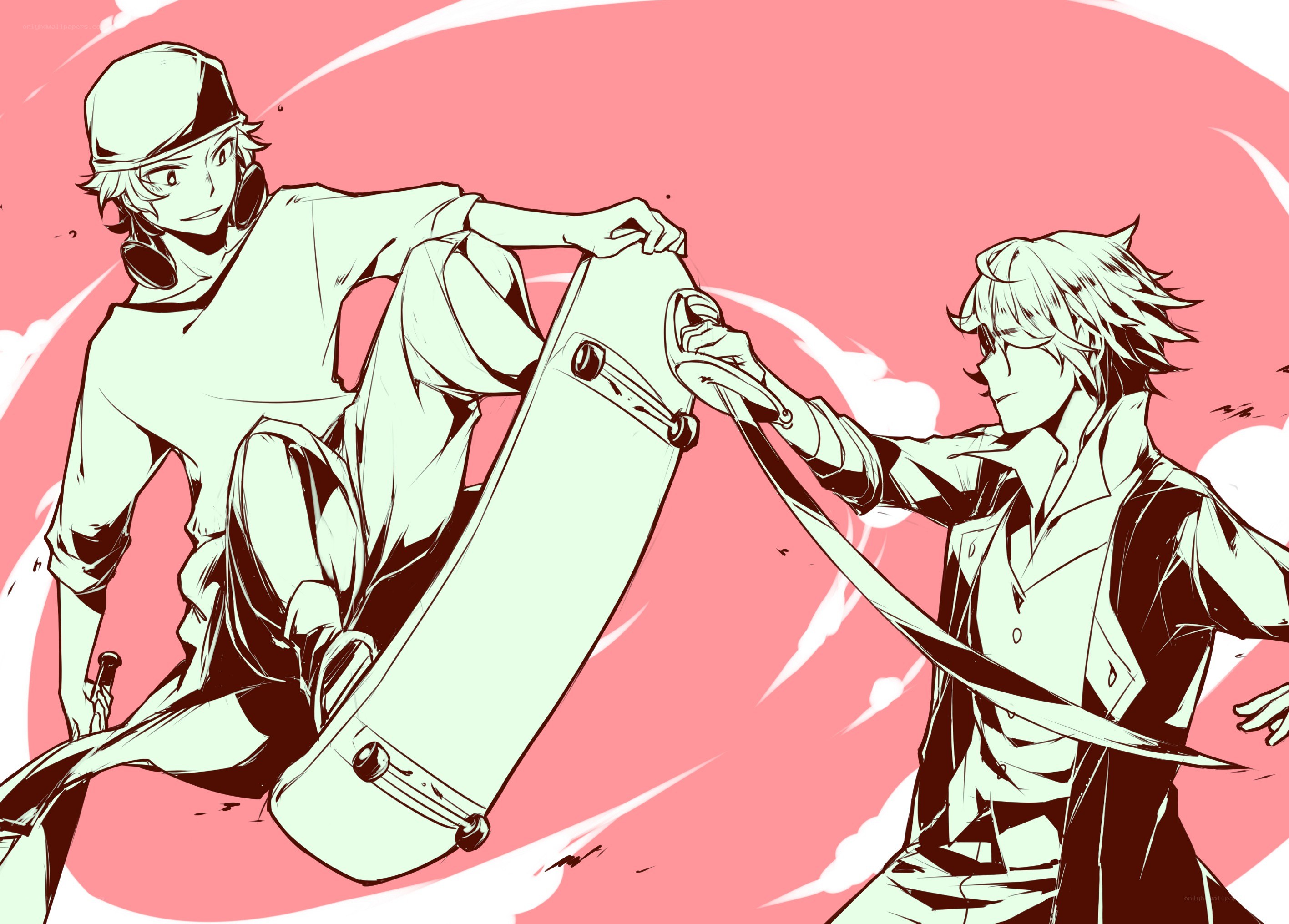 Skateboard trick with friend