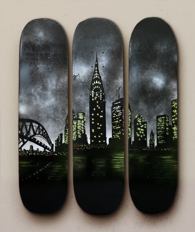 skateboard triptych art