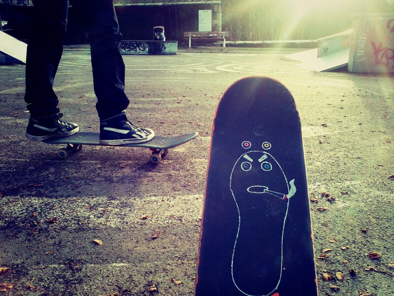 Skateboard with Chalk Drawing