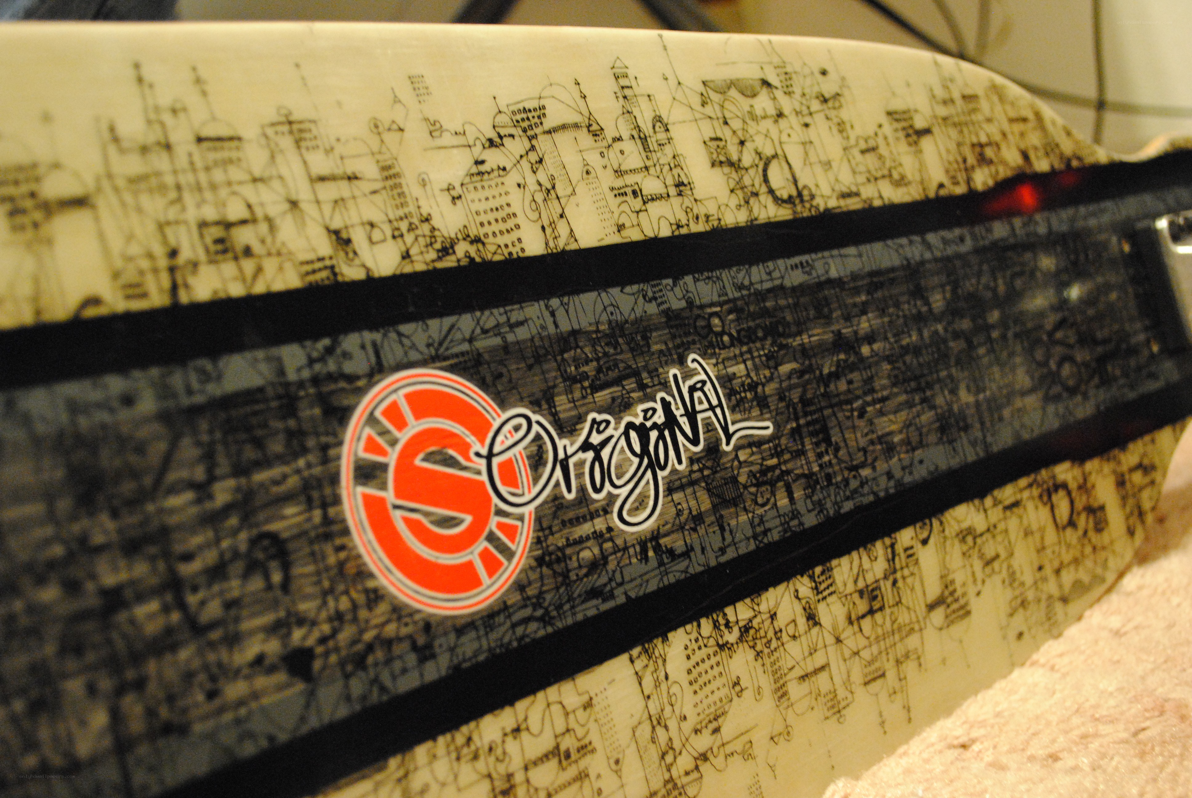 skateboard with city design