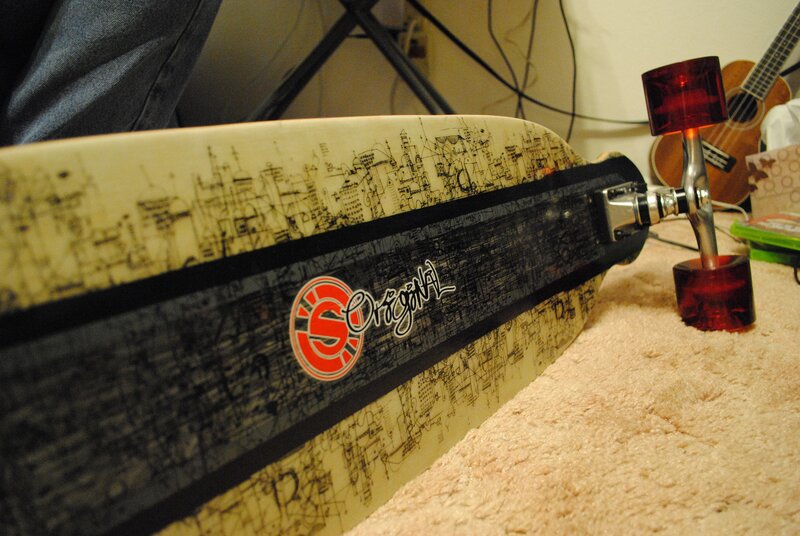 skateboard with city design