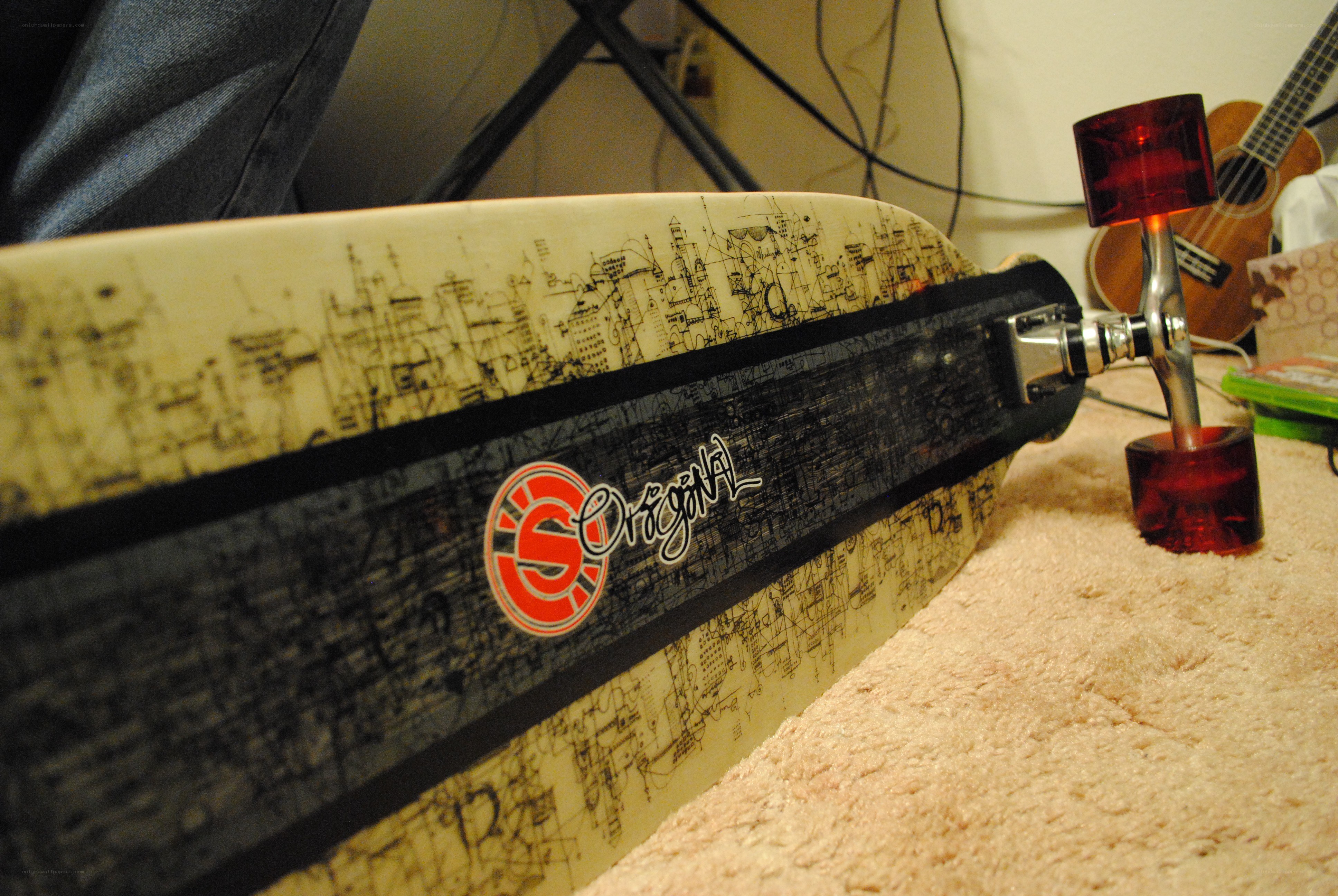skateboard with city design