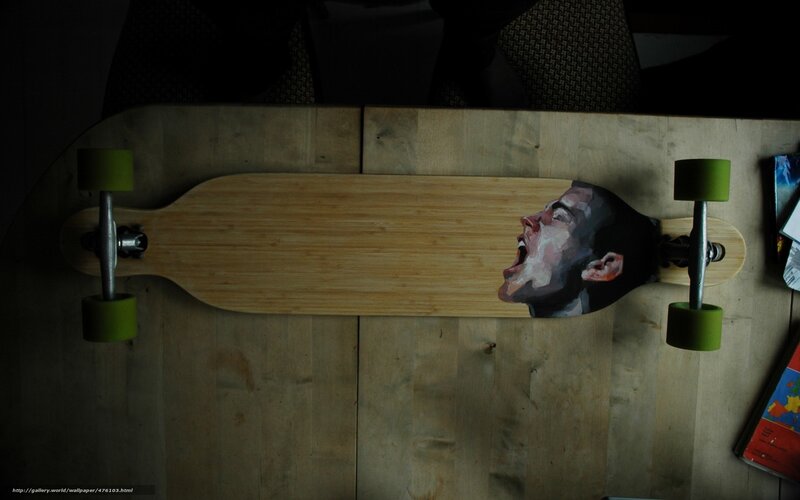 skateboard with painted face