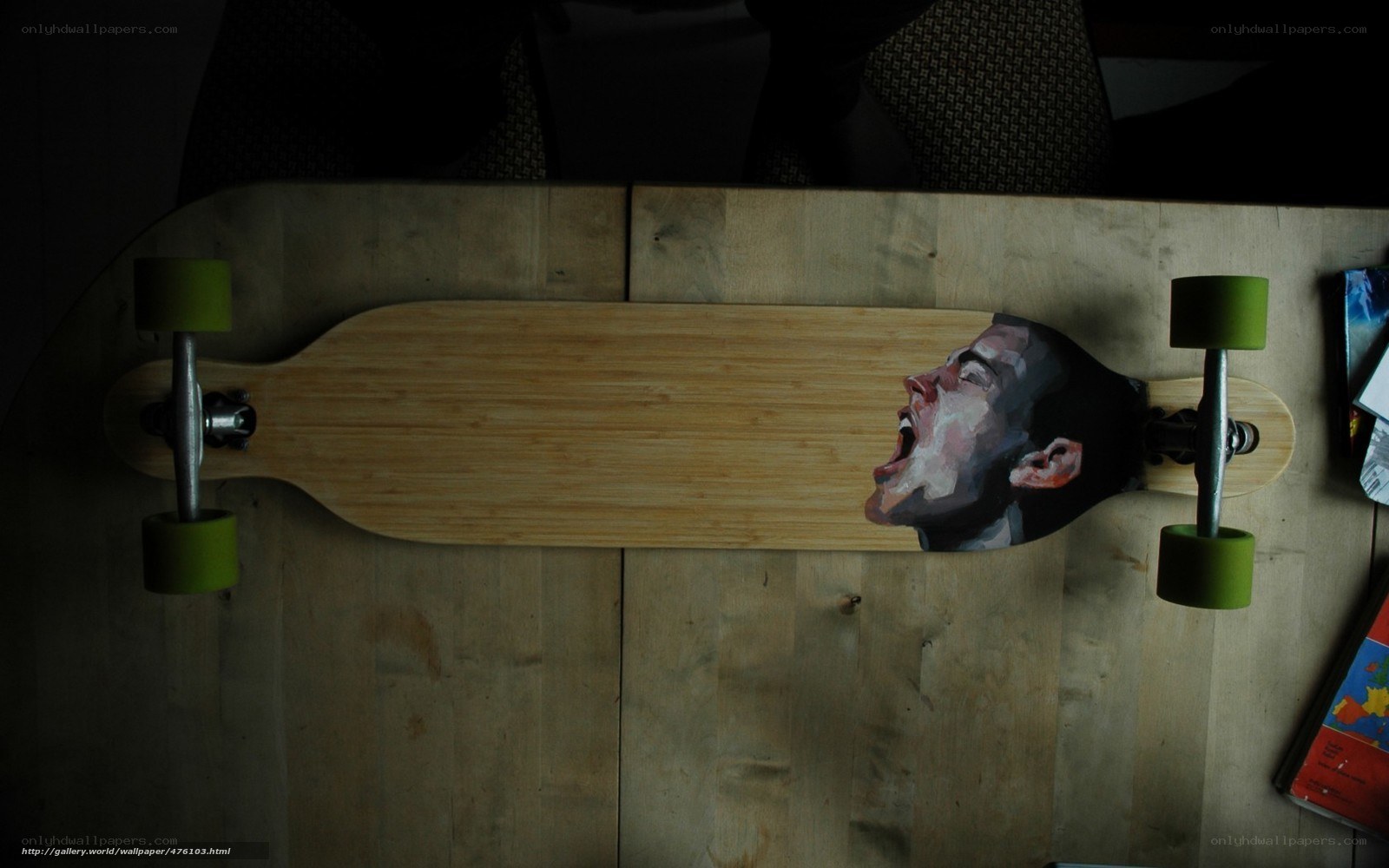 skateboard with painted face