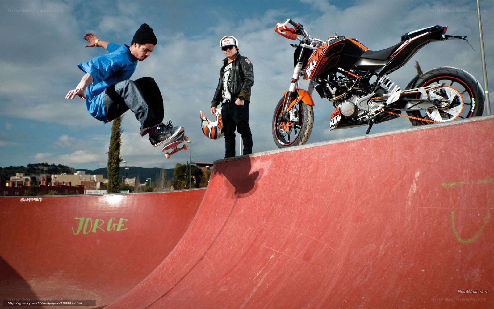 Skateboarder in mid-air at ramp
