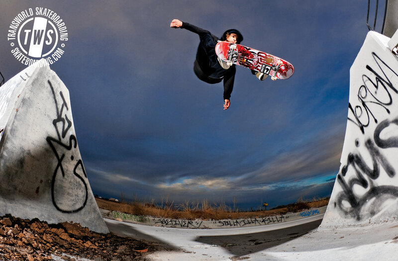 Skateboarder in Mid-air — Blue