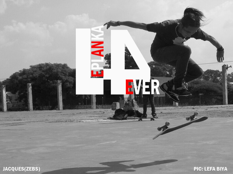 Skateboarder in mid-air trick