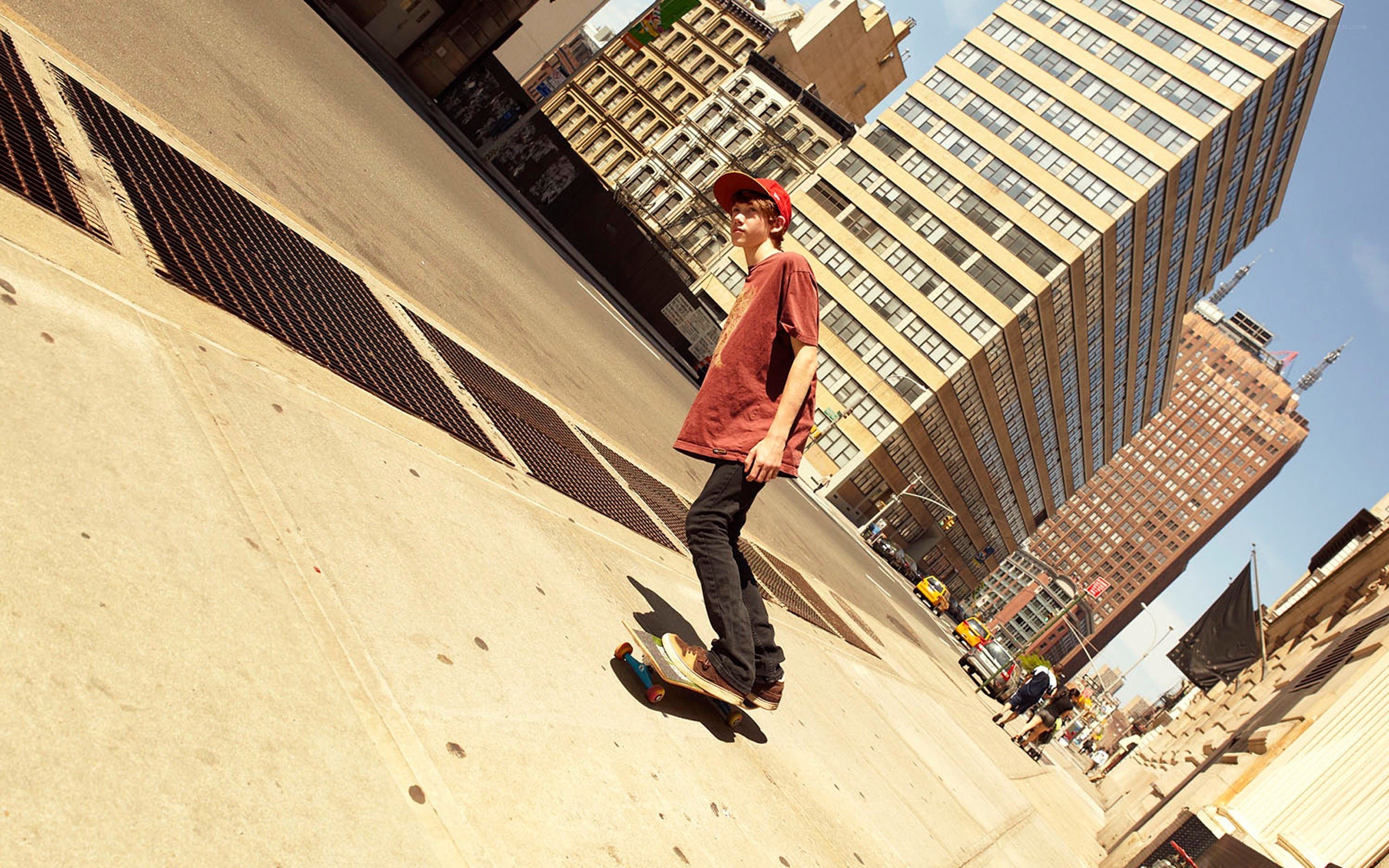 Skateboarder in urban setting