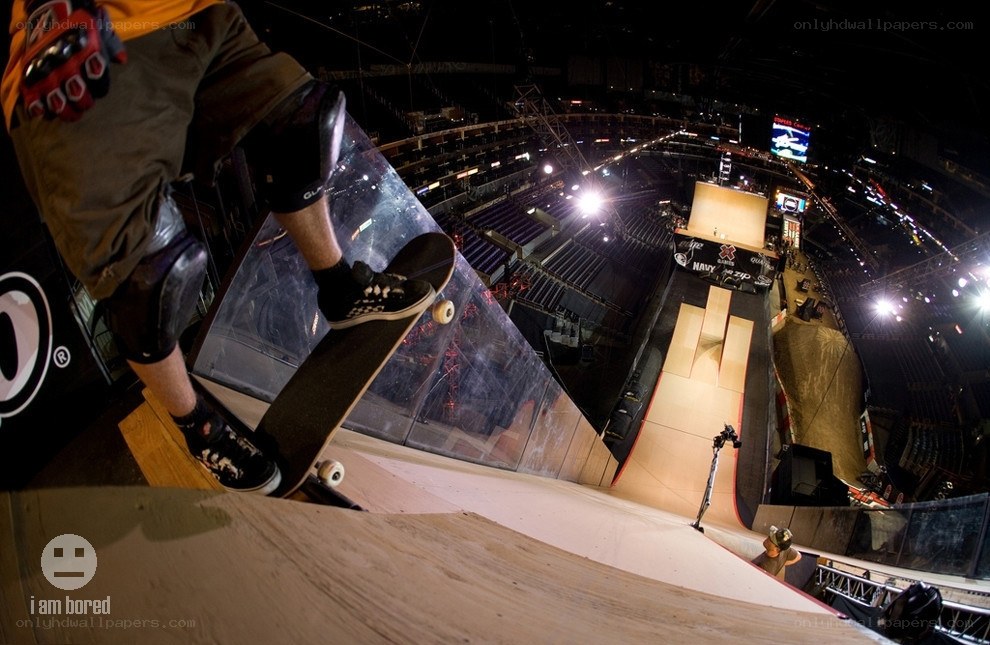 skateboarder on ramp