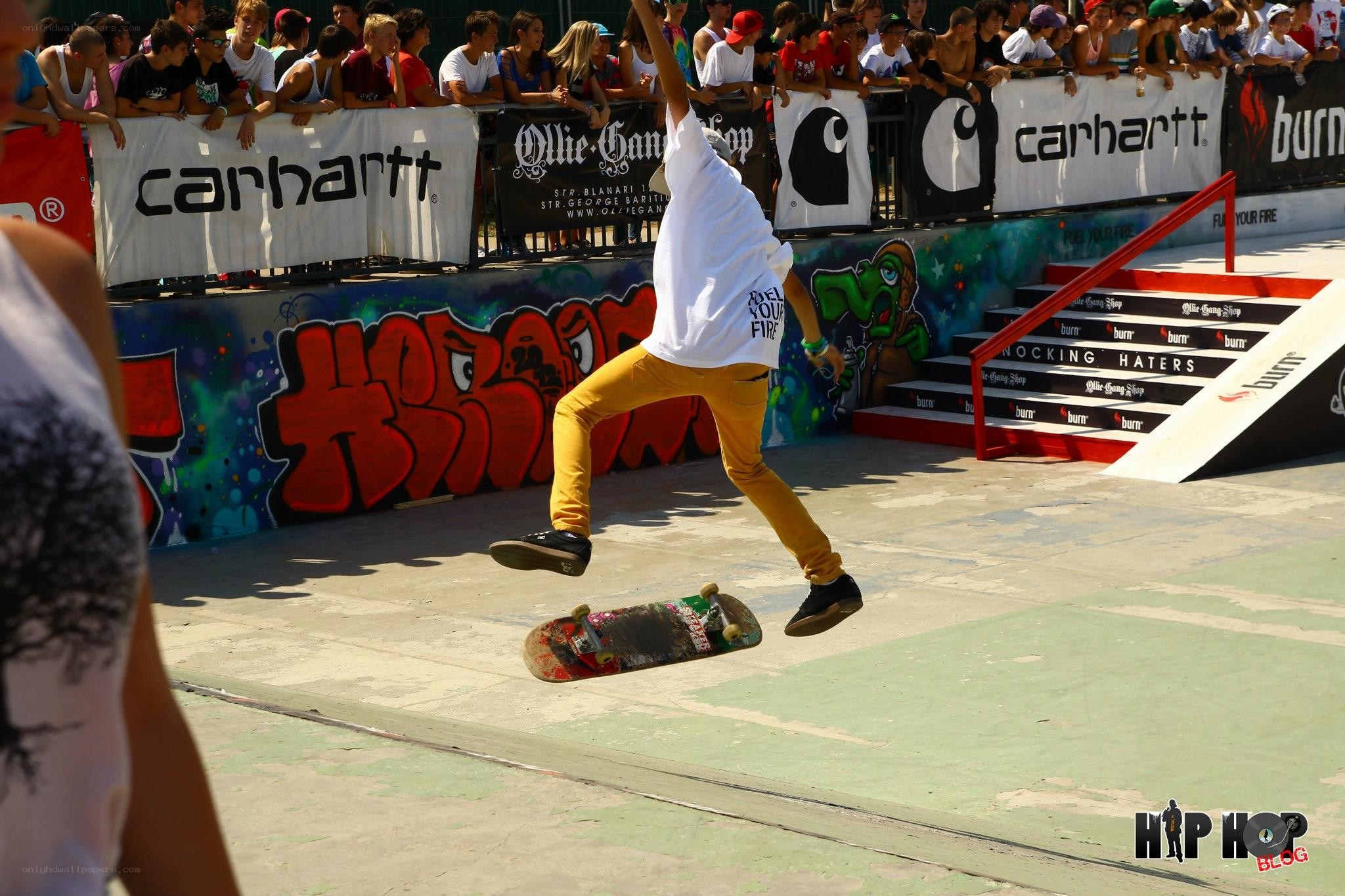 Skateboarder performing trick
