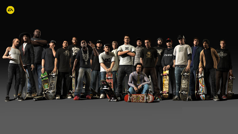 Skateboarders in a group photo