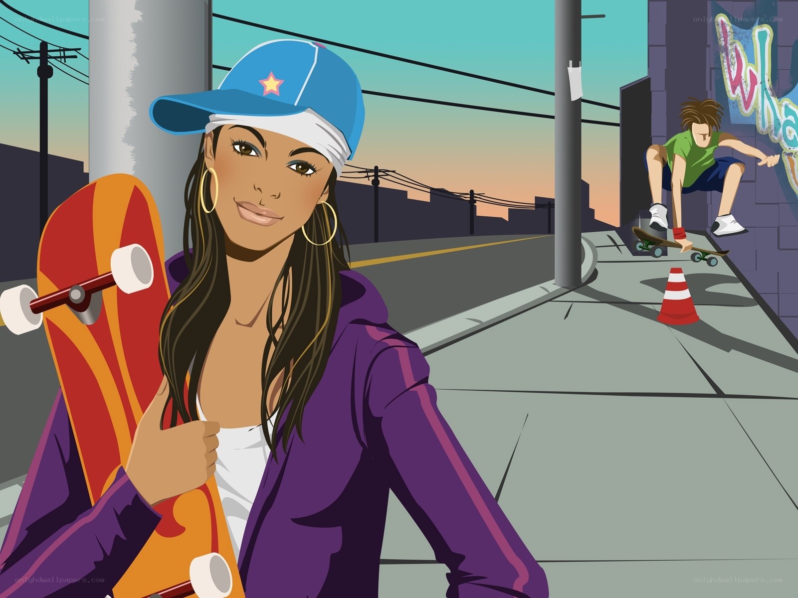 Skateboarders in the city