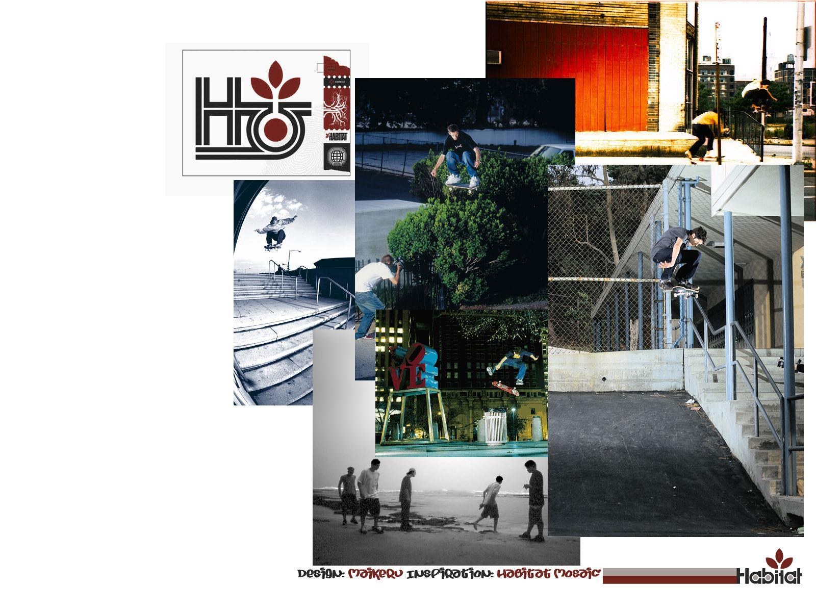 skateboarding collage with logo